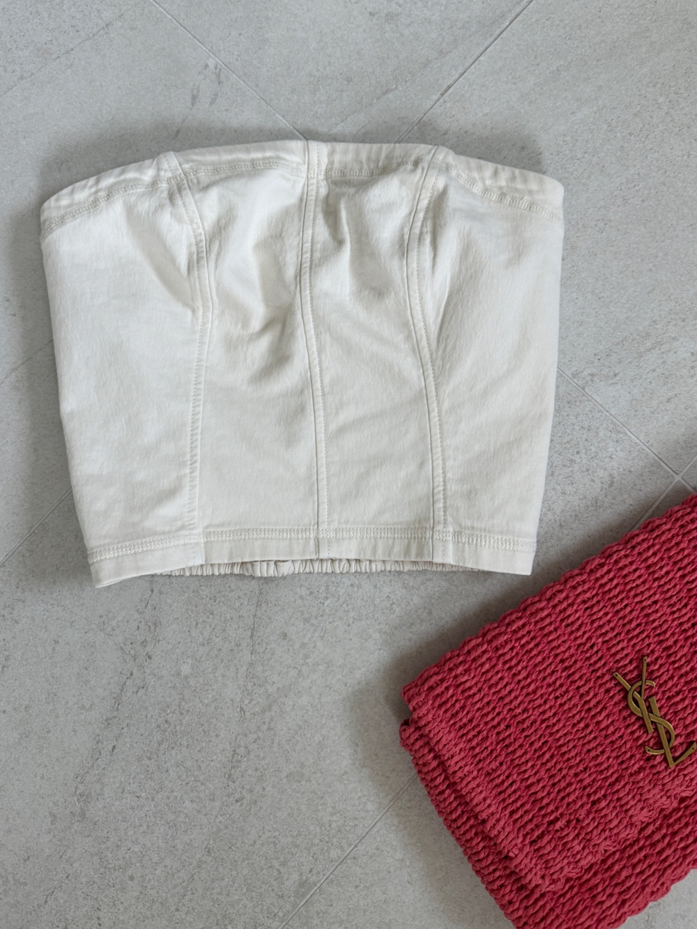 Aerie Cream Smocked Tube Top Size Small